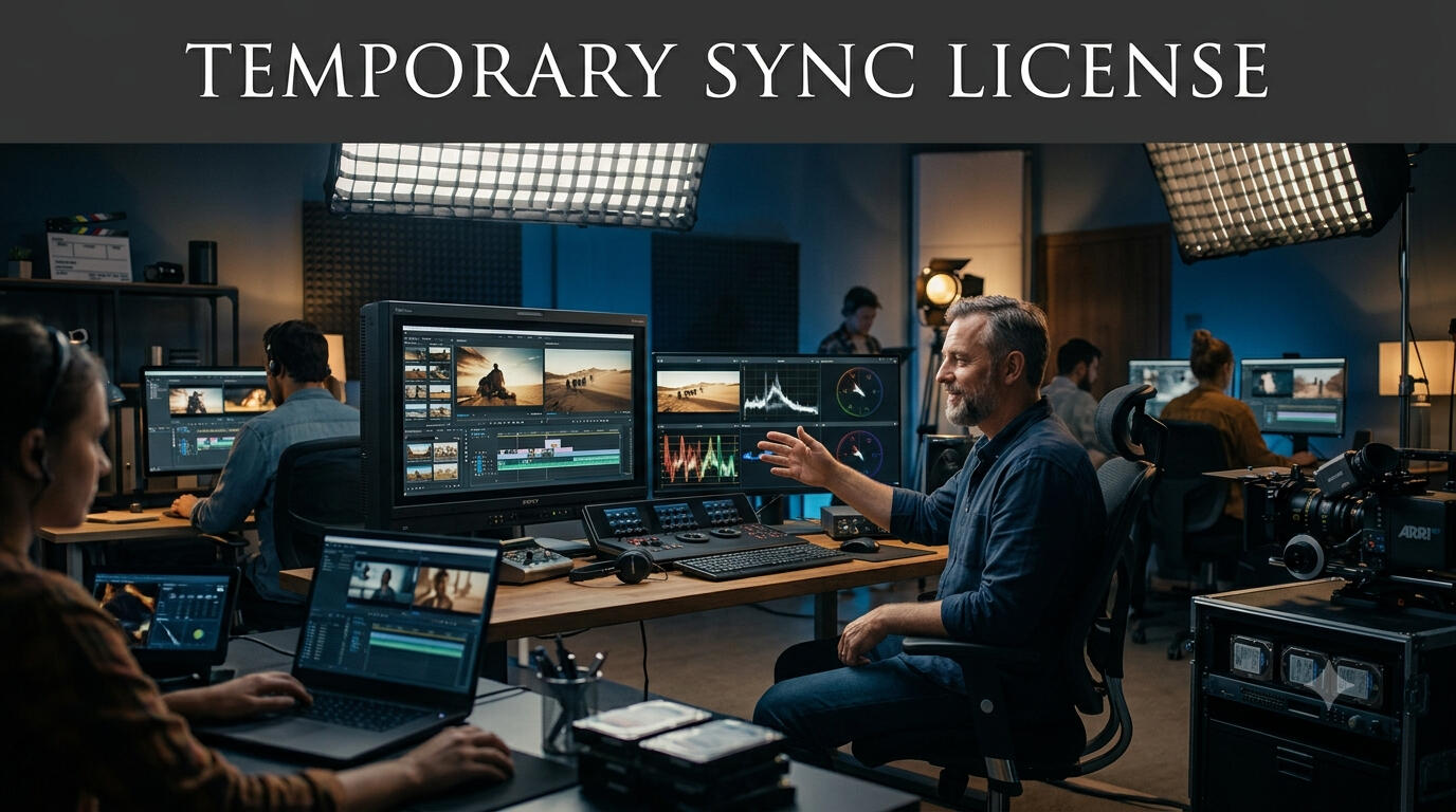 Temporary sync license for online content, social media, and small media projects